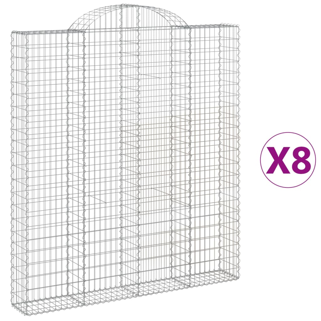 vidaXL Oblúkový gabionový kôš 8 ks 200x30x220/240cm pozinkované železo
