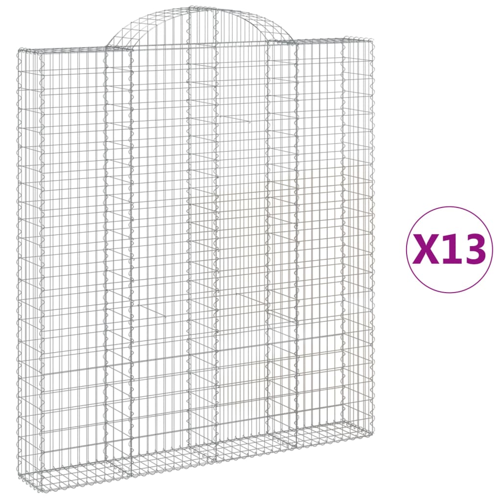 vidaXL Klenuté gabionové koše 13ks 200x30x220/240cm pozinkované železo