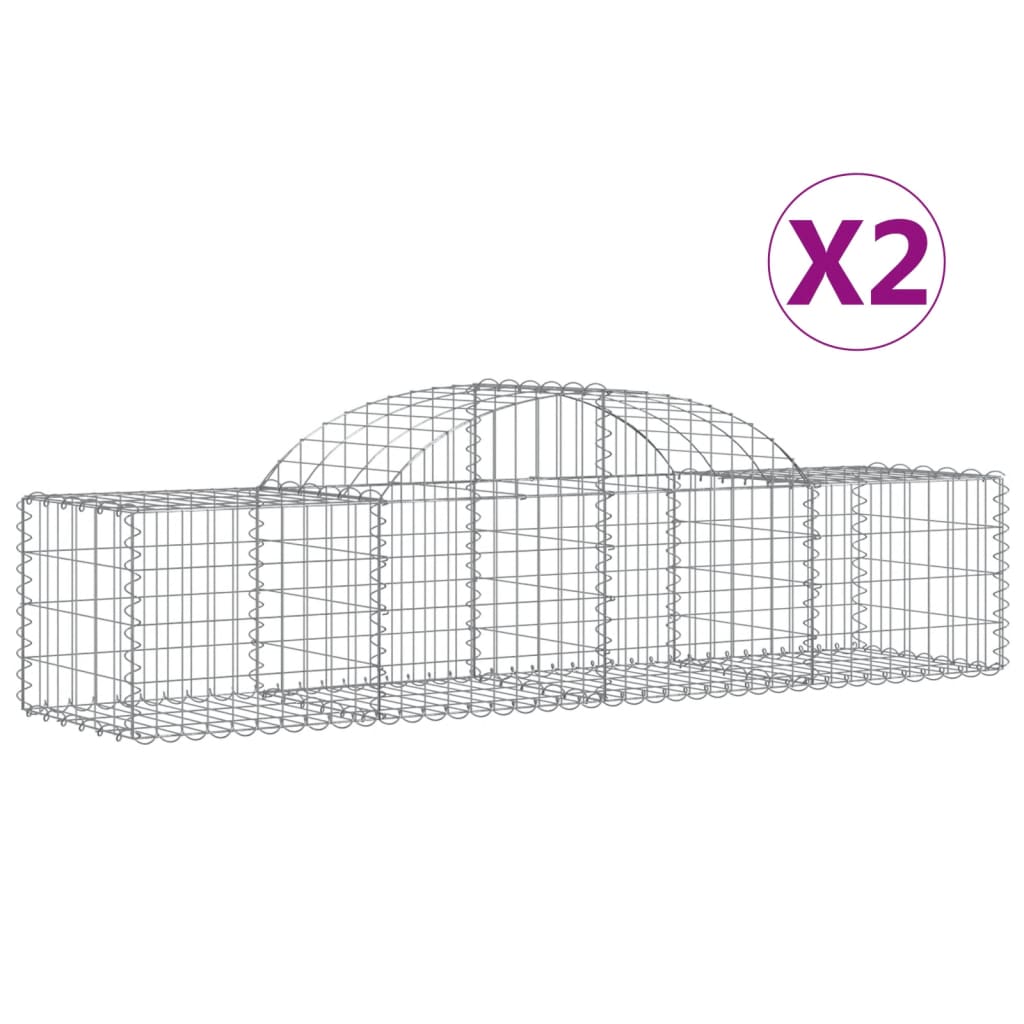 2 db íves horganyzott vas gabion kosár 200x50x40/60 cm