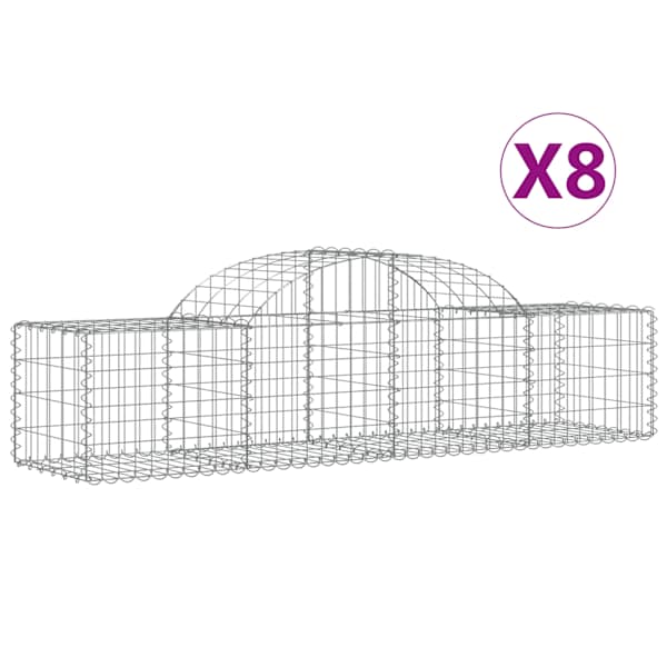 vidaXL kaarekujulised gabioonkorvid 8 tk, 200x50x40/60 cm, raud