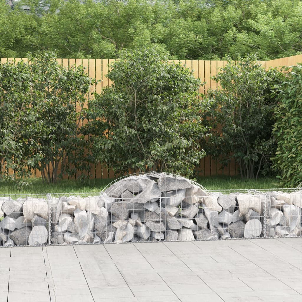 vida XL Gabionen mit Hochbogen 18 Stk. 200x 50x 40/60 cm Verzinktes Eisen