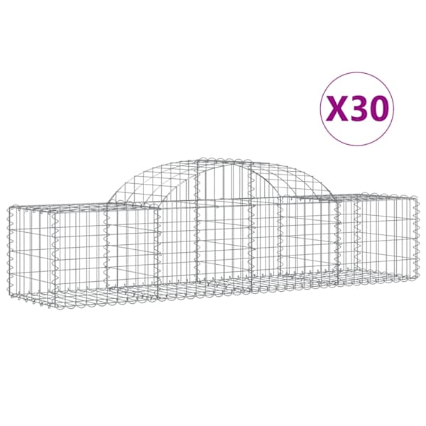 vidaXL kaarekujulised gabioonkorvid 30 tk, 200x50x40/60 cm, raud