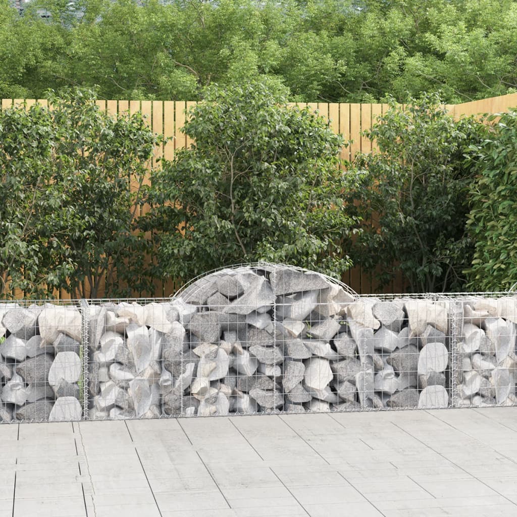 vidaXL Coșuri gabion arcuite 3 buc, 200x50x60/80 cm, fier galvanizat