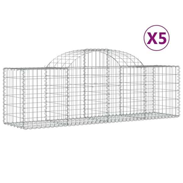 vidaXL kaarekujulised gabioonkorvid 5 tk, 200x50x60/80 cm, raud