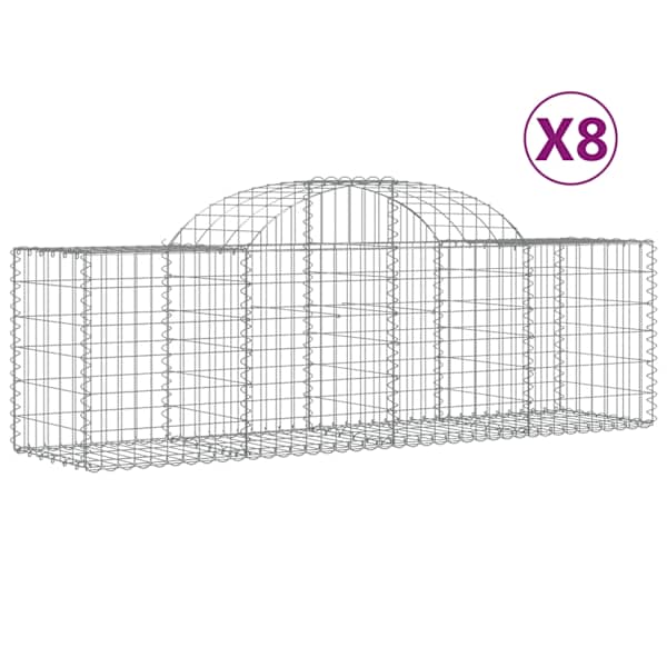 vidaXL kaarekujulised gabioonkorvid 8 tk, 200x50x60/80 cm, raud