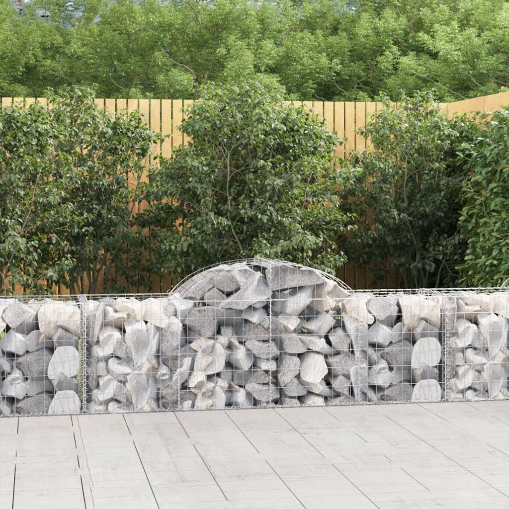 vida XL Gabionen mit Hochbogen 10 Stk. 200x 50x 60/80 cm Verzinktes Eisen
