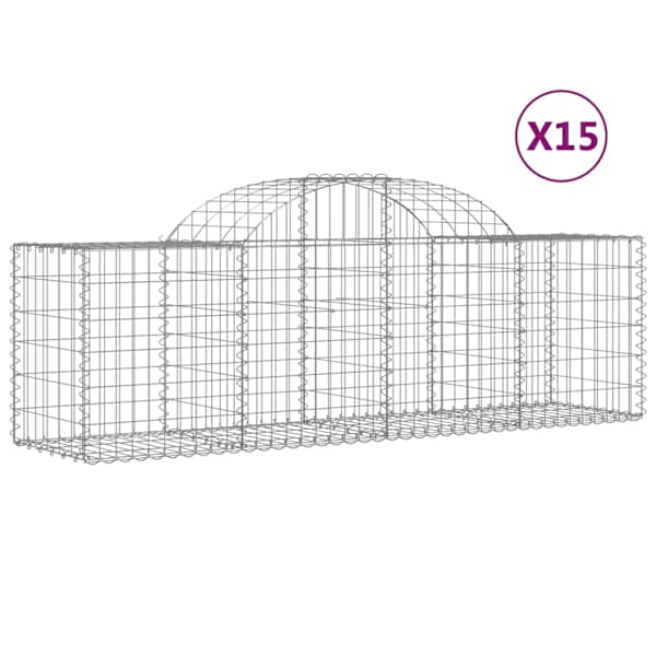 vidaXL kaarekujulised gabioonkorvid 15 tk, 200x50x60/80 cm, raud