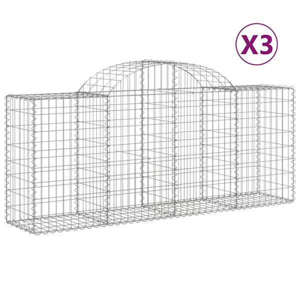 vidaXL kaarekujulised gabioonkorvid 3, 200x50x80/100 cm tsingitud raud