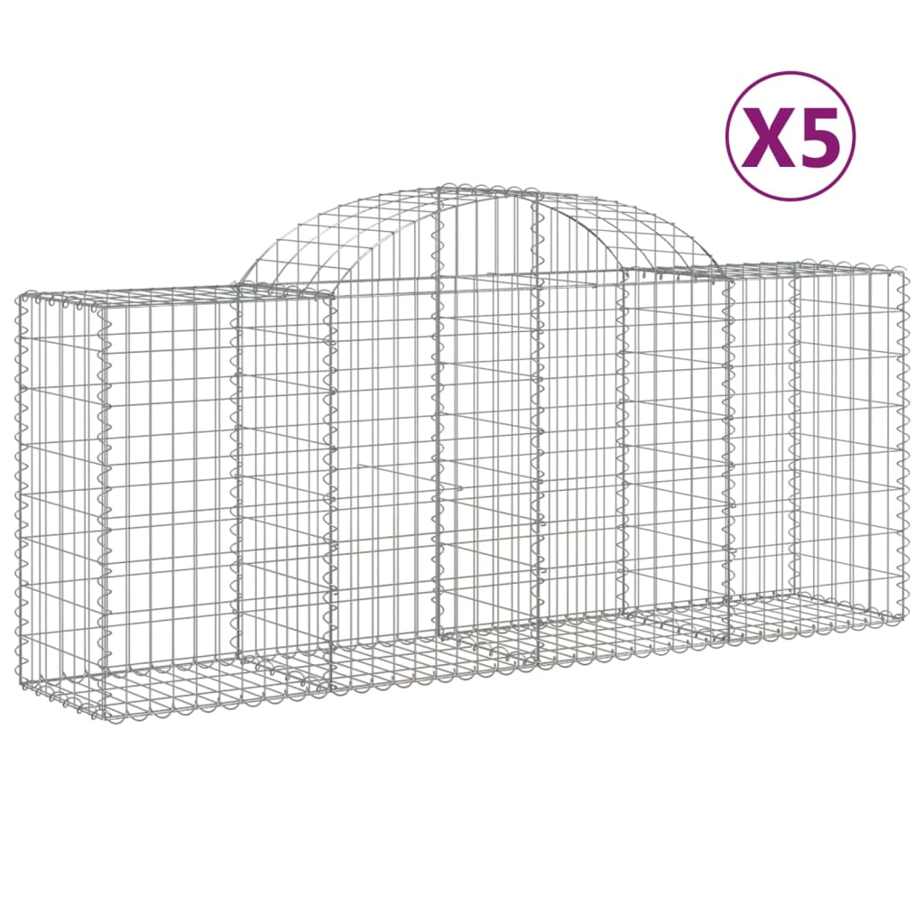 vidaXL Klenuté gabionové koše 5 ks 200x50x80/100 cm pozinkované železo