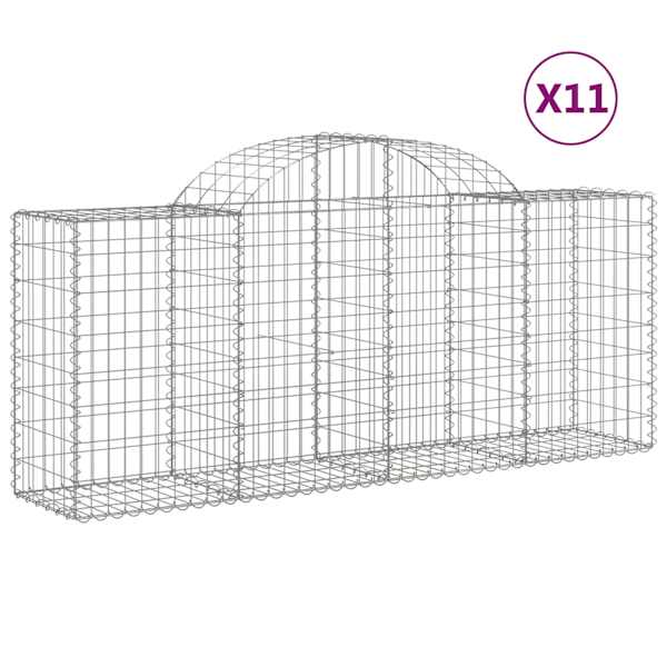 vidaXL kaarekujulised gabioonkorvid 11, 200x50x80/100cm tsingitud raud