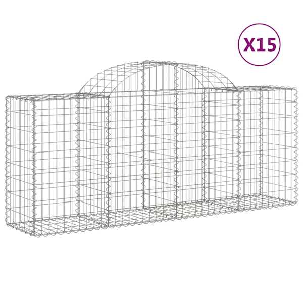 vidaXL kaarekujulised gabioonkorvid 15, 200x50x80/100cm tsingitud raud