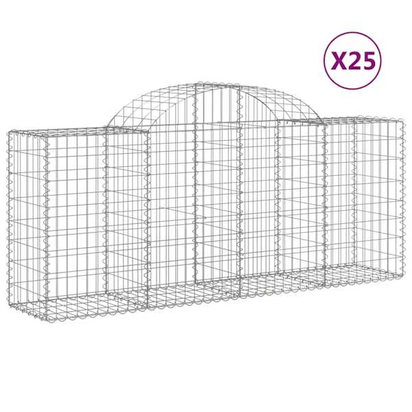 vidaXL kaarekujulised gabioonkorvid 25, 200x50x80/100cm tsingitud raud