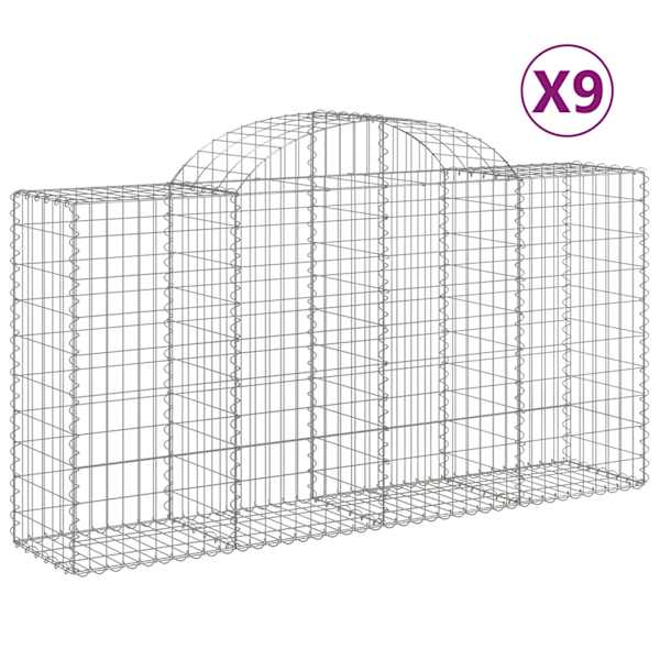vidaXL kaarekujulised gabioonkorvid 9 tk, 200x50x100/120 cm, raud
