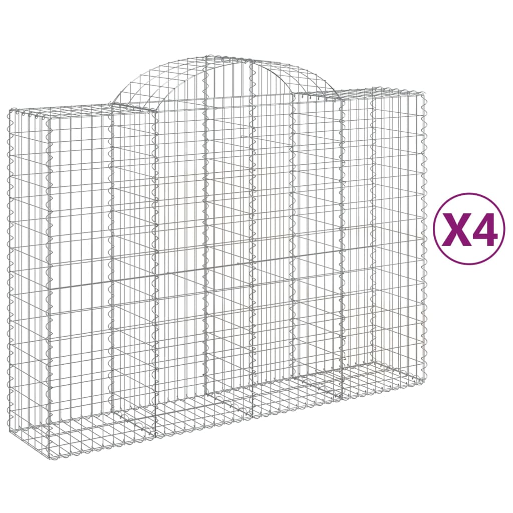 vidaXL Klenuté gabionové koše 4 ks 200x50x140/160cm pozinkované železo