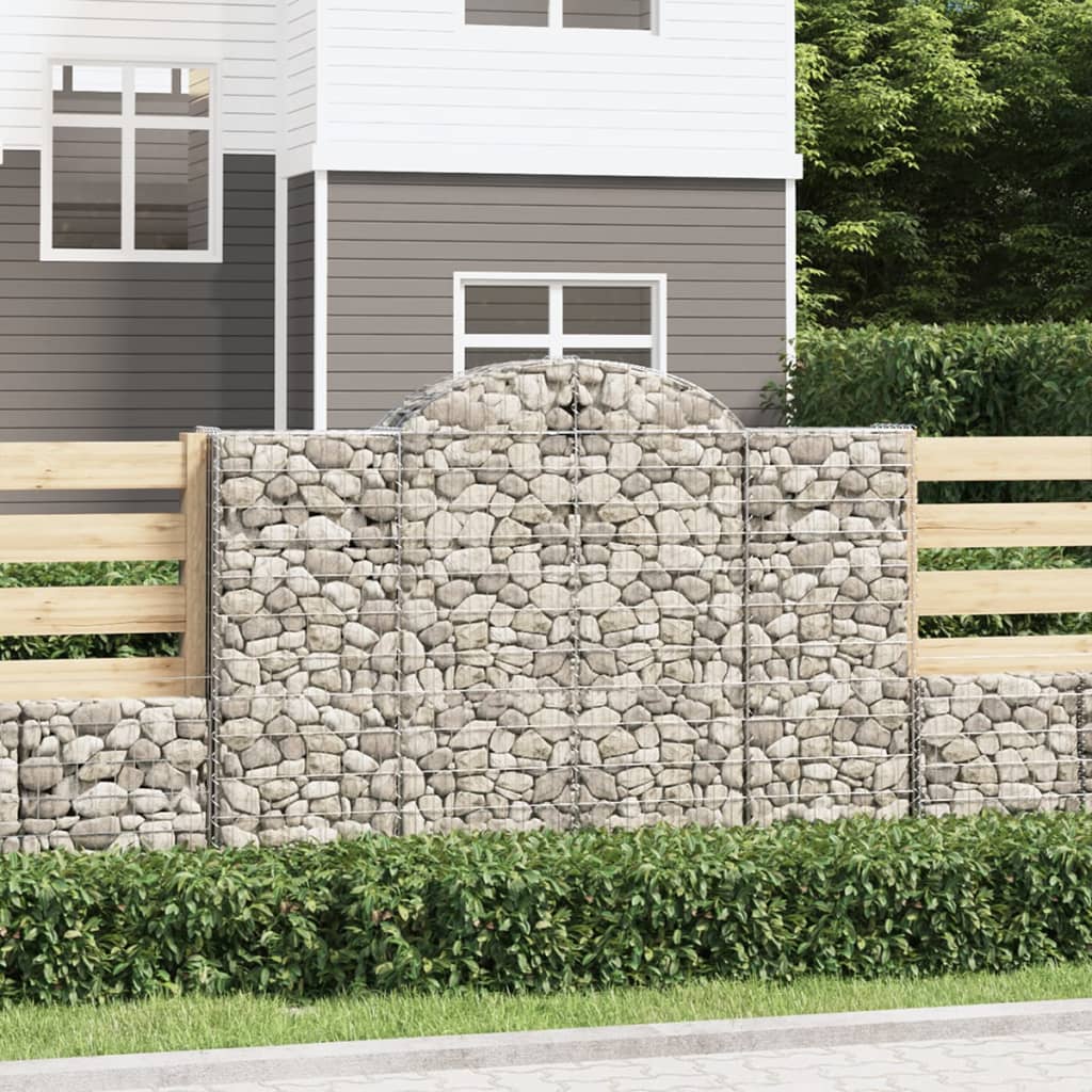 vida XL Gabionen mit Hochbogen 4 Stk. 200x 50x 140/160cm Verzinktes Eisen