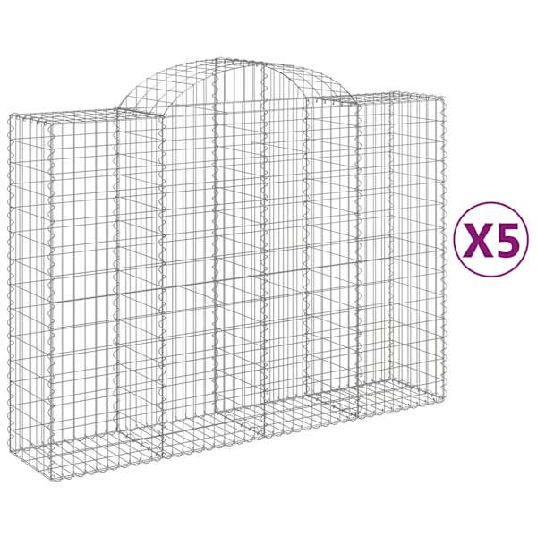 vidaXL kaarekujulised gabioonkorvid 5 tk, 200x50x140/160 cm, raud