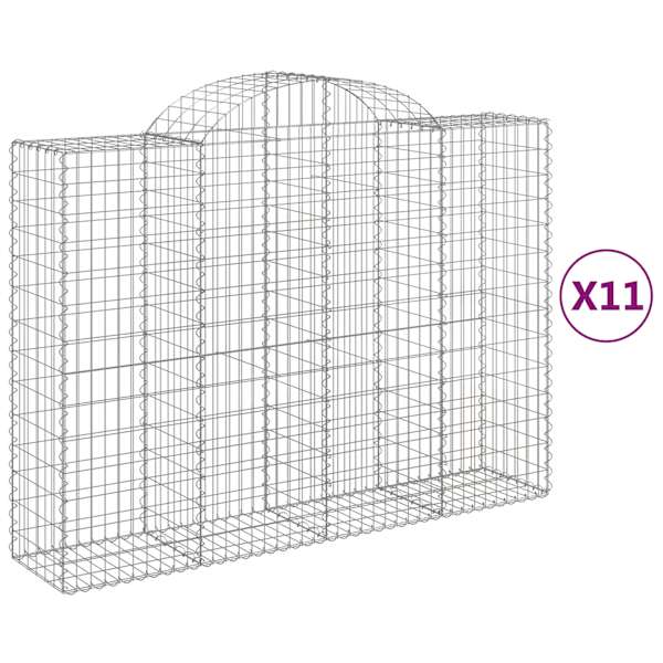 vidaXL kaarekujulised gabioonkorvid 11 tk, 200x50x140/160 cm, raud