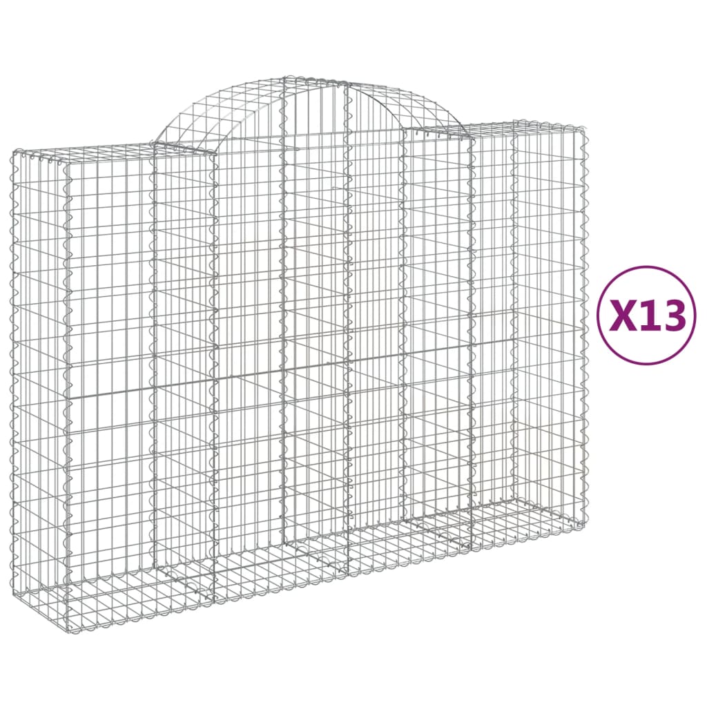 vidaXL Klenuté gabionové koše 13ks 200x50x140/160cm pozinkované železo