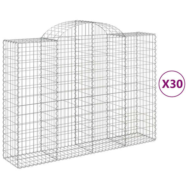 vidaXL kaarekujulised gabioonkorvid 30 tk, 200x50x140/160 cm, raud