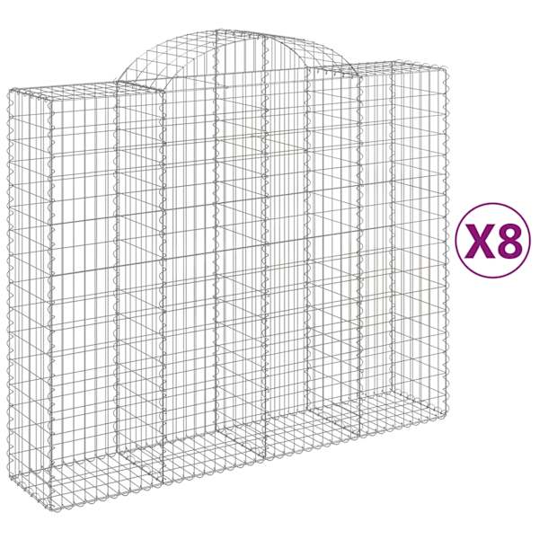 vidaXL kaarekujulised gabioonkorvid 8 tk, 200x50x160/180 cm, raud