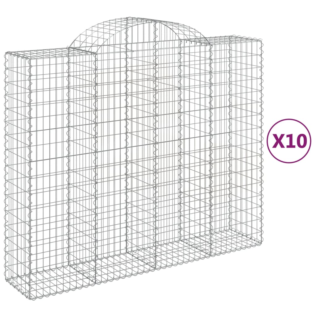 vidaXL Klenuté gabionové koše 10ks 200x50x160/180cm pozinkované železo