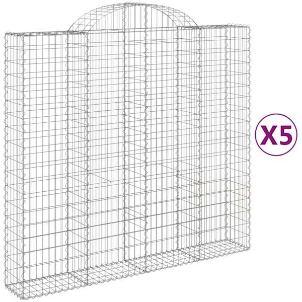 vidaXL kaarekujulised gabioonkorvid 5 tk, 200x50x180/200 cm, raud