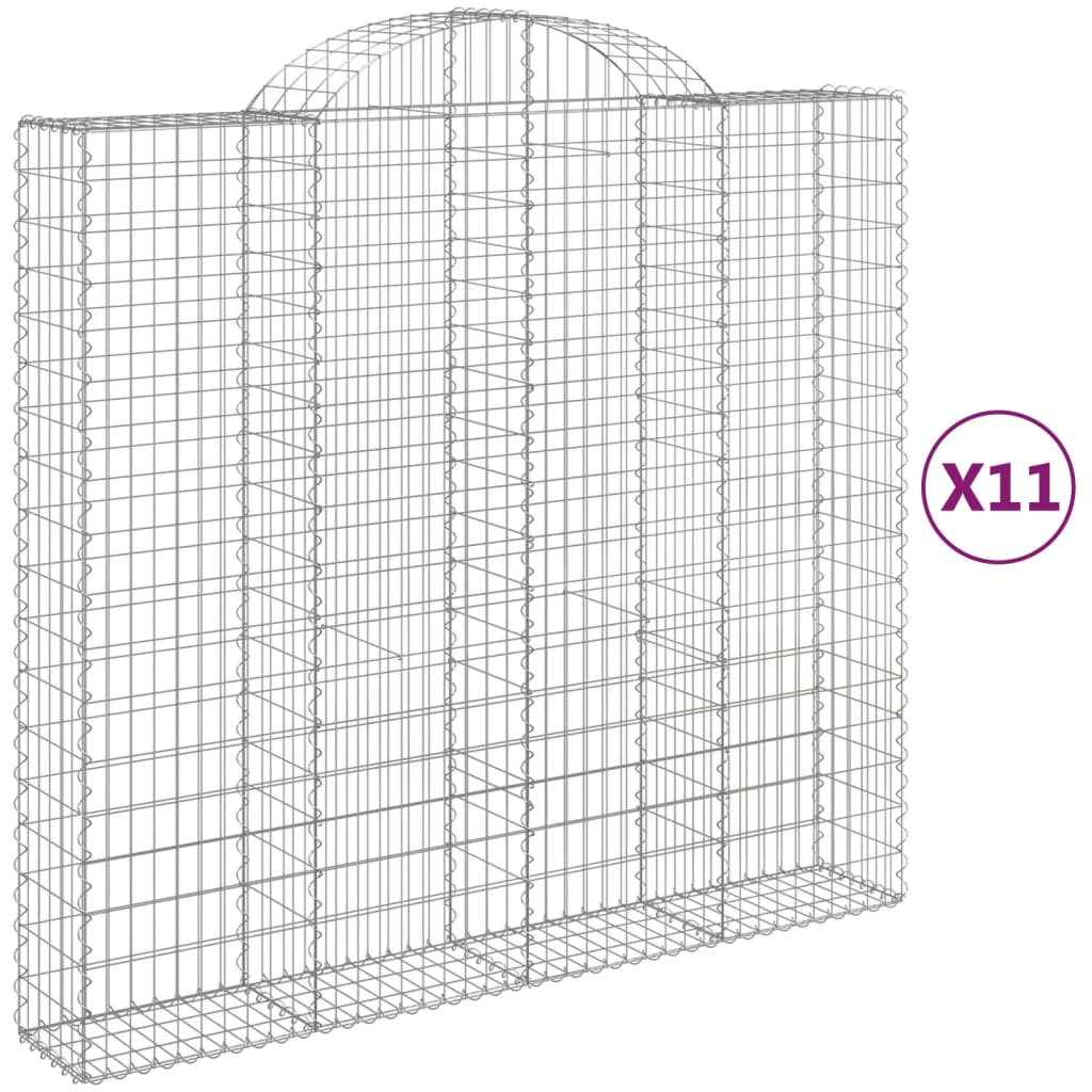 vidaXL Klenuté gabionové koše 11ks 200x50x180/200cm pozinkované železo