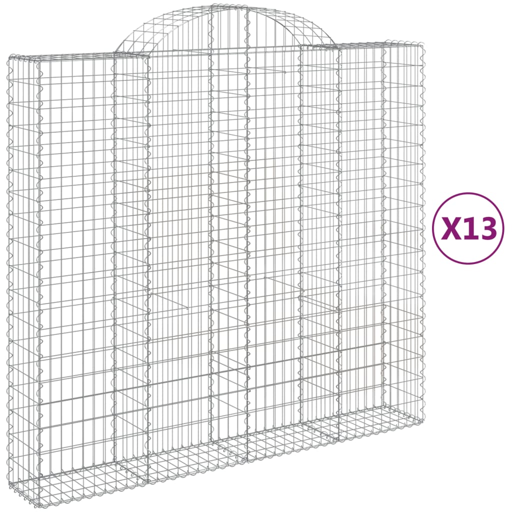 vidaXL Klenuté gabionové koše 13ks 200x50x180/200cm pozinkované železo