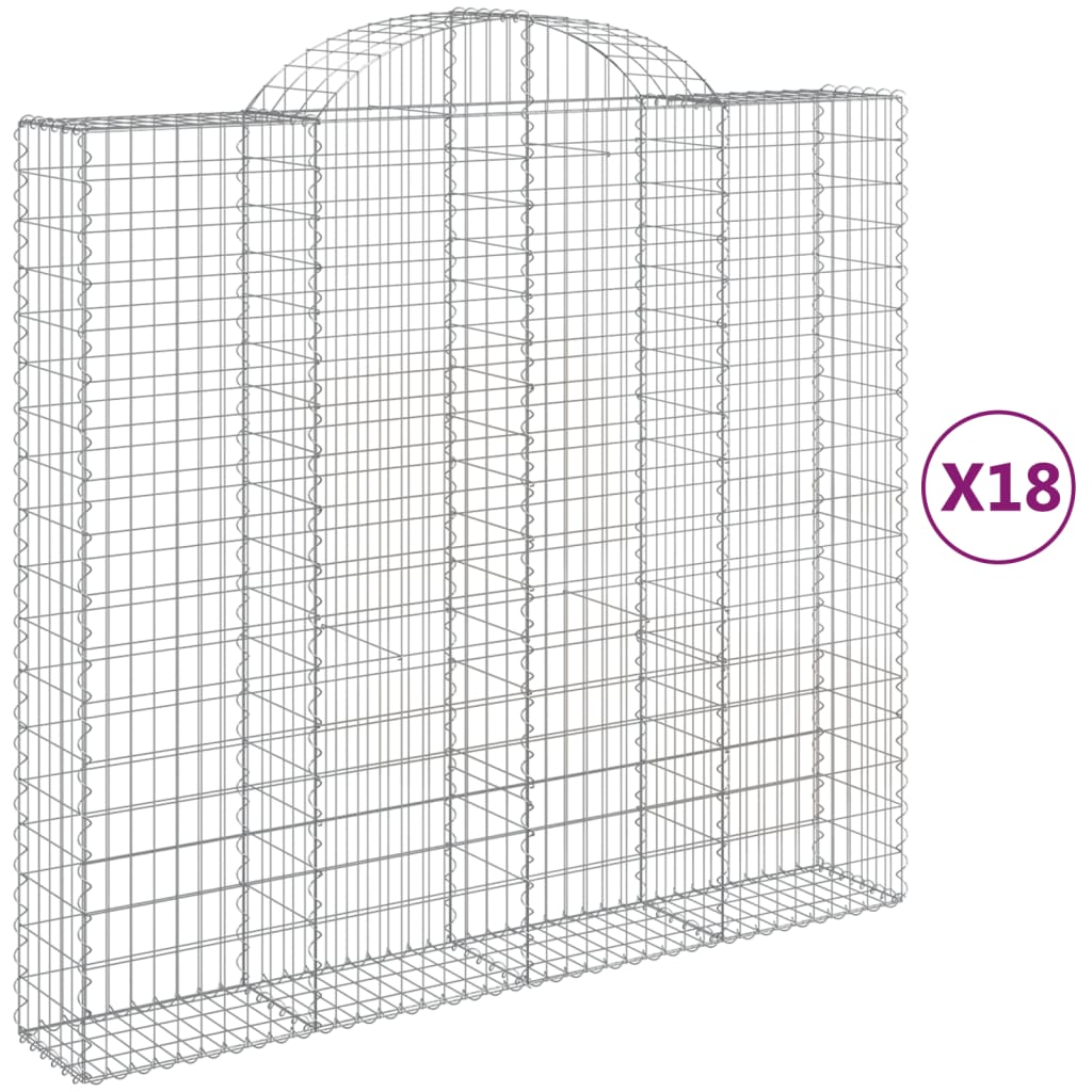 vidaXL Klenuté gabionové koše 18ks 200x50x180/200cm pozinkované železo