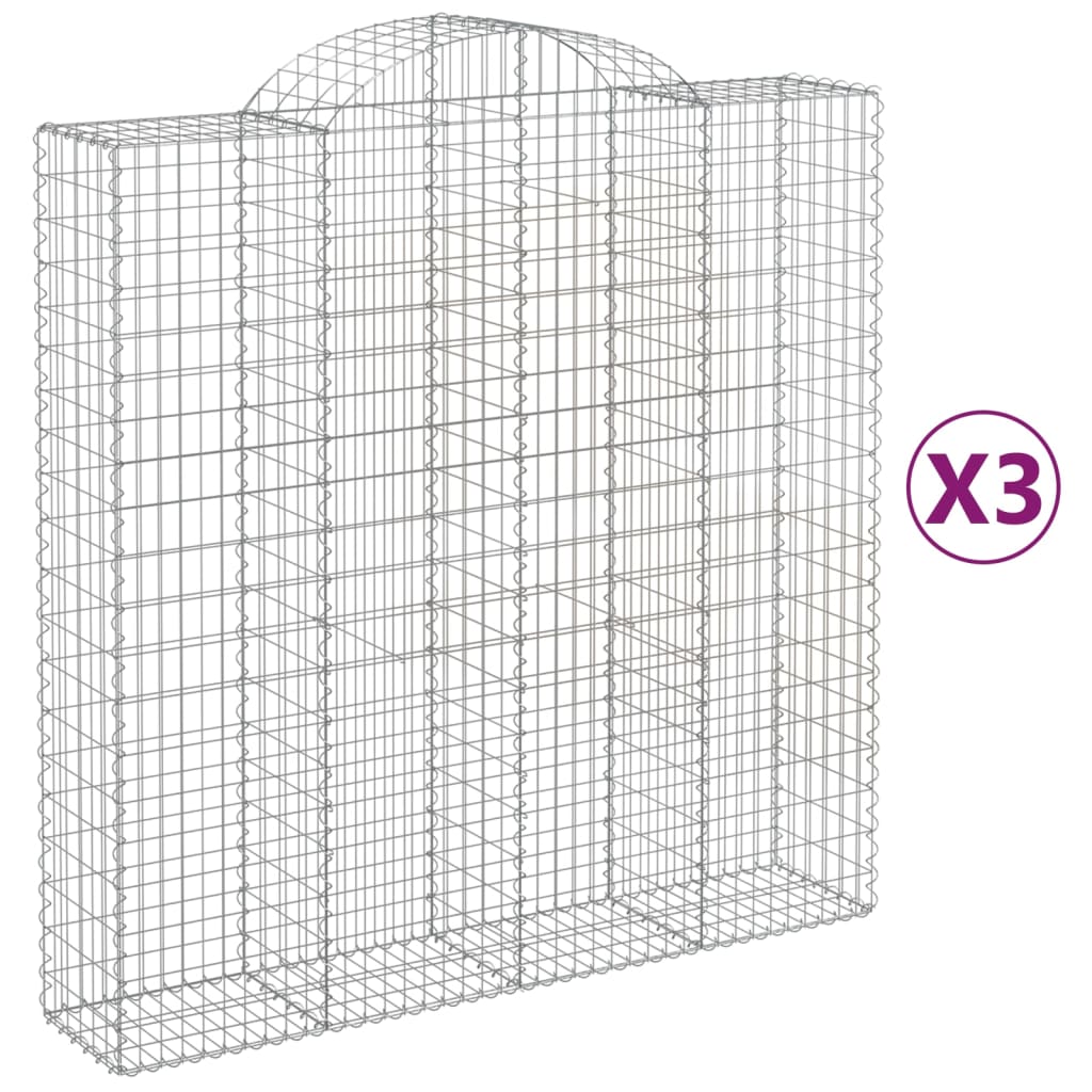 vidaXL Oblúkový gabionový kôš 3 ks 200x50x200/220cm pozinkované železo