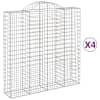 vidaXL kaarekujulised gabioonkorvid 4 tk, 200x50x200/220 cm, raud