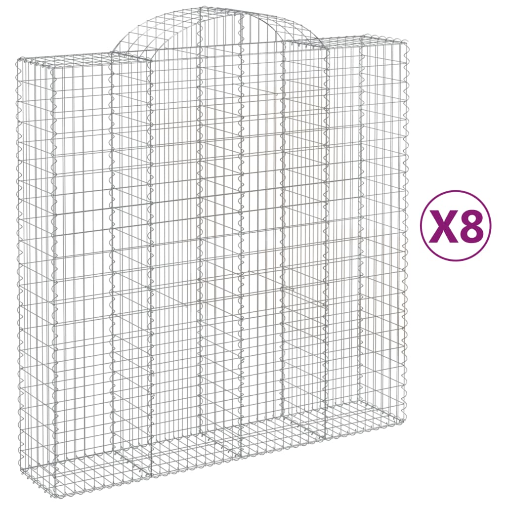 vidaXL Klenuté gabionové koše 8 ks 200x50x200/220cm pozinkované železo