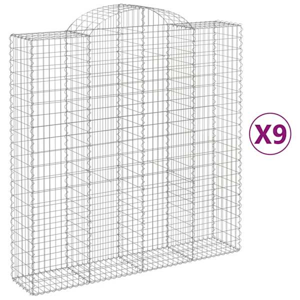 vidaXL kaarekujulised gabioonkorvid 9 tk, 200x50x200/220 cm, raud
