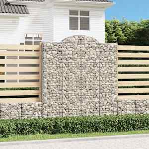 Obokane gabion košare 3 kosi 200x50x220/240 cm pocinkano železo
