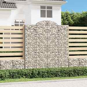Obokane gabion košare 5 kosi 200x50x220/240 cm pocinkano železo