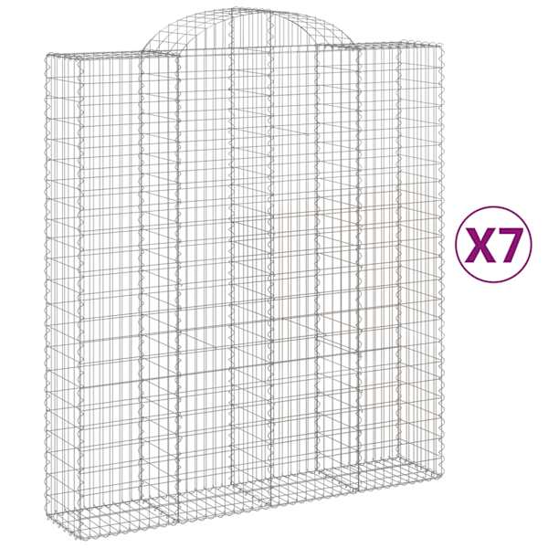 vidaXL kaarekujulised gabioonkorvid 7 tk, 200x50x220/240 cm, raud