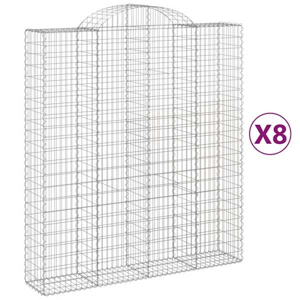 vidaXL kaarekujulised gabioonkorvid 8 tk, 200x50x220/240 cm, raud