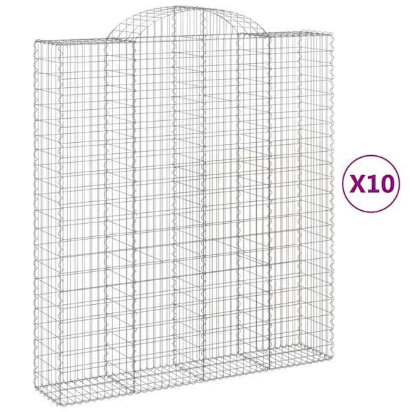 vidaXL kaarekujulised gabioonkorvid 10 tk, 200x50x220/240 cm, raud