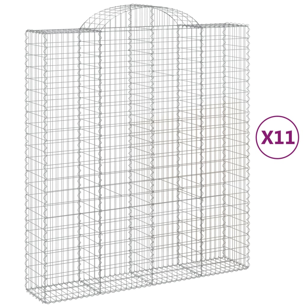 vidaXL Oblúkový gabionový kôš 11ks 200x50x220/240cm pozinkované železo