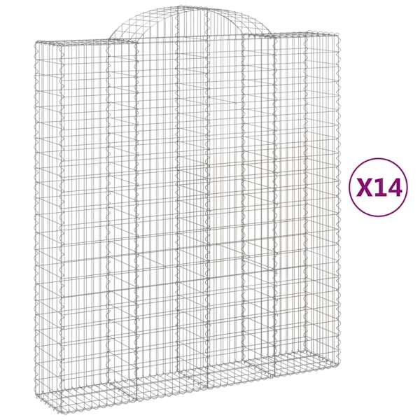 vidaXL kaarekujulised gabioonkorvid 14 tk, 200x50x220/240 cm, raud
