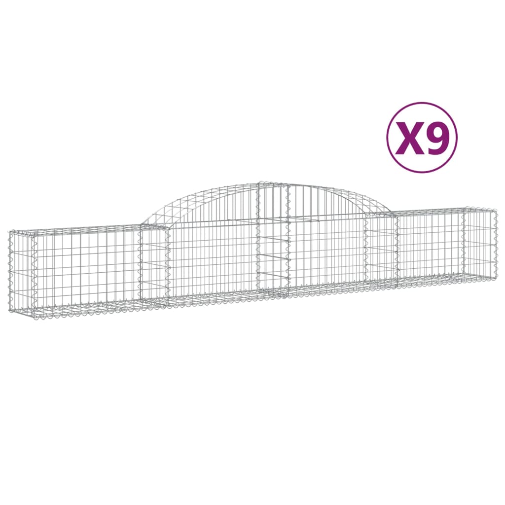 vidaXL KlenutĂ© gabionovĂ© koĹˇe 9 ks 300x30x40/60 cm pozinkovanĂ© Ĺľelezo