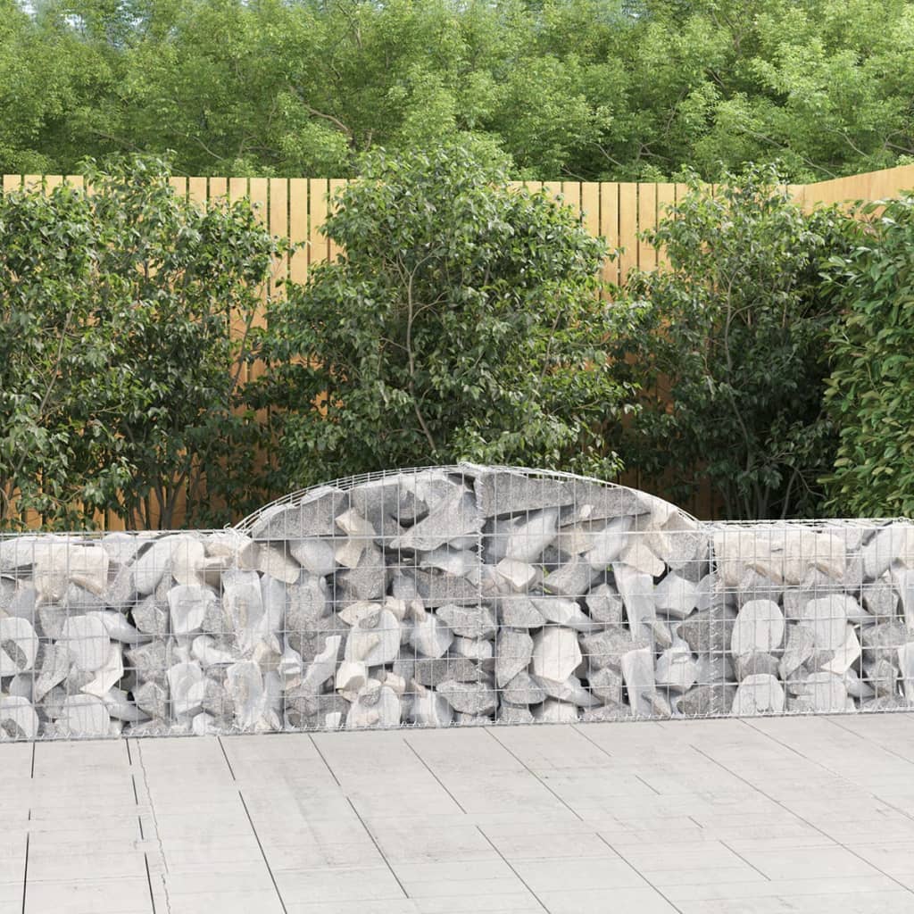 vidaXL Coșuri gabion arcuite, 2 buc., 300x30x60/80 cm, fier galvanizat