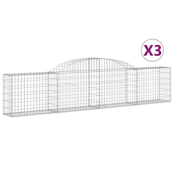 vidaXL kaarekujulised gabioonkorvid 3 tk, 300 x 30 x 60/80 cm, raud