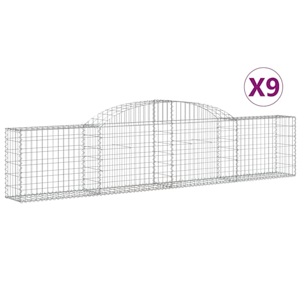 vidaXL kaarekujulised gabioonkorvid 9 tk, 300 x 30 x 60/80 cm, raud