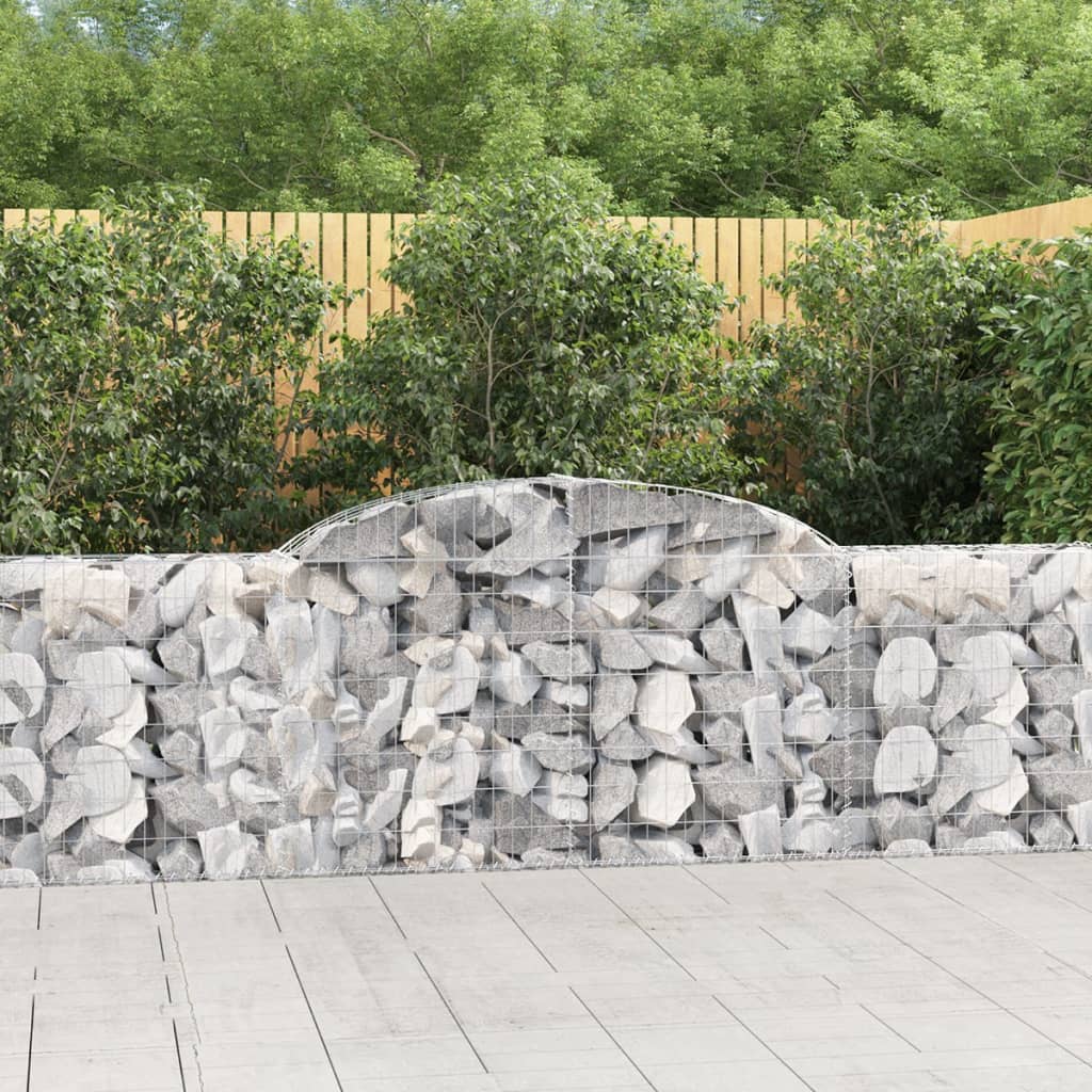 vidaXL Coșuri gabion arcuite 2 buc., 300x30x80/100 cm, fier galvanizat