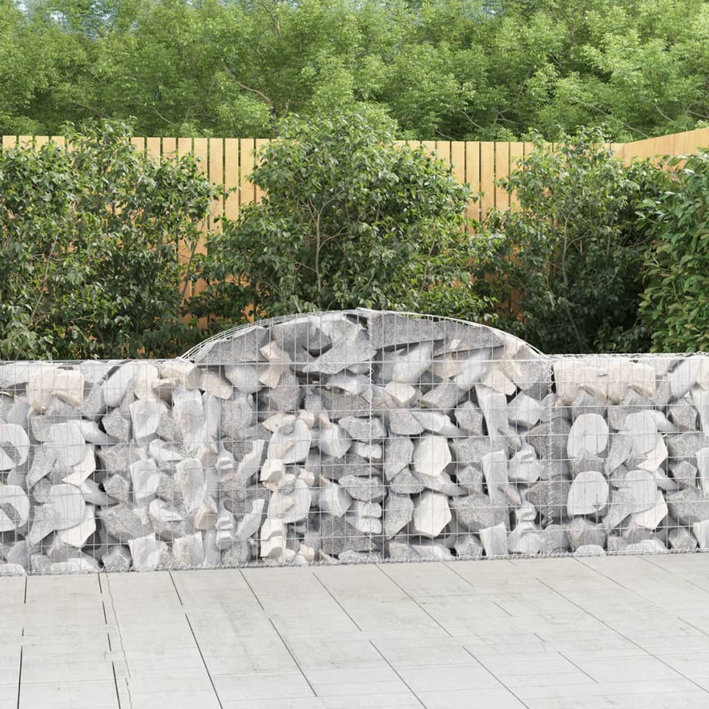 vidaXL Coșuri gabion arcuite 3 buc., 300x30x80/100 cm, fier galvanizat