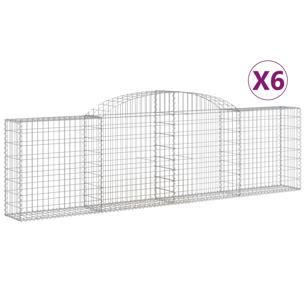 vidaXL Klenuté gabionové koše 6 ks 300x30x80/100 cm pozinkované železo