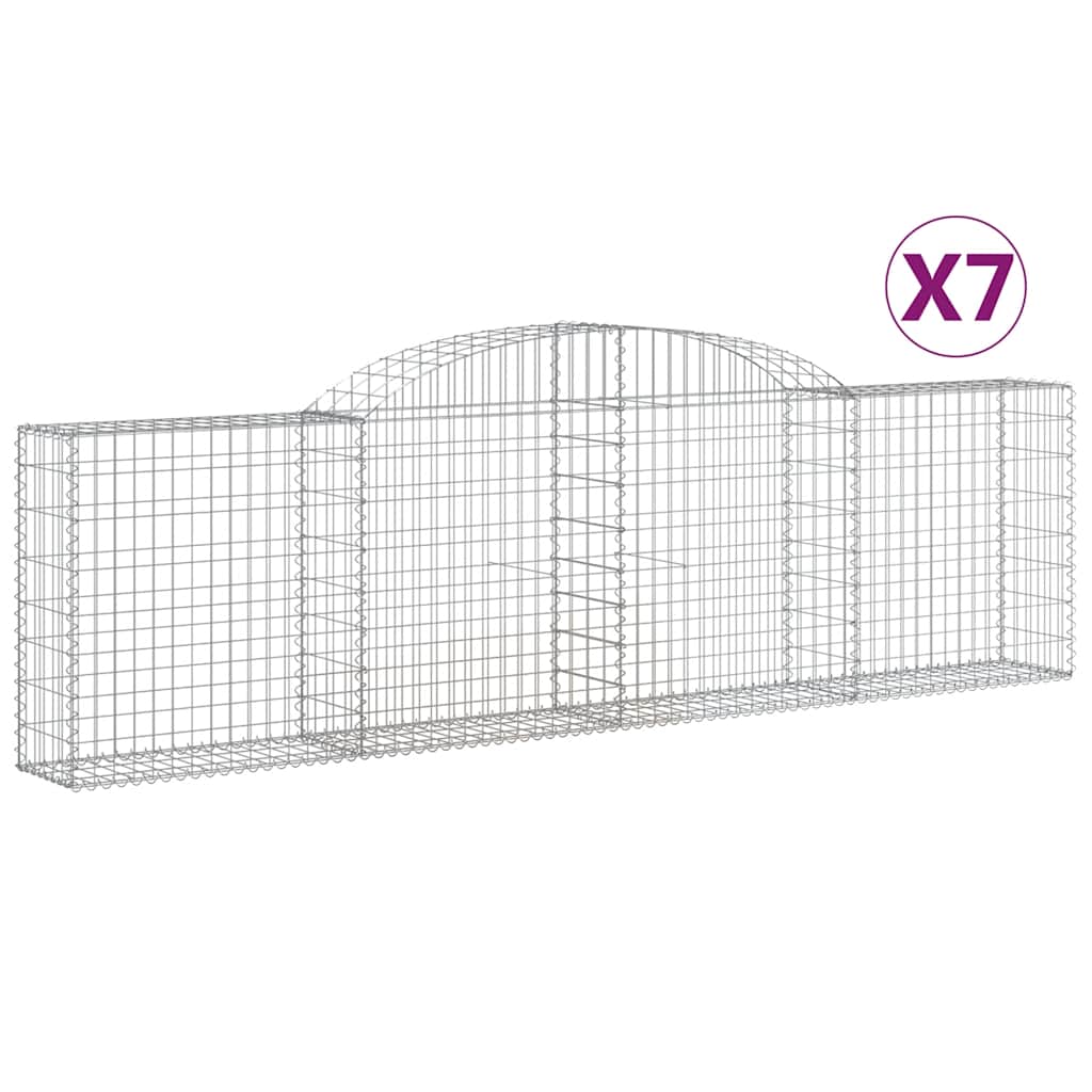 vidaXL Klenuté gabionové koše 7 ks 300x30x80/100 cm pozinkované železo