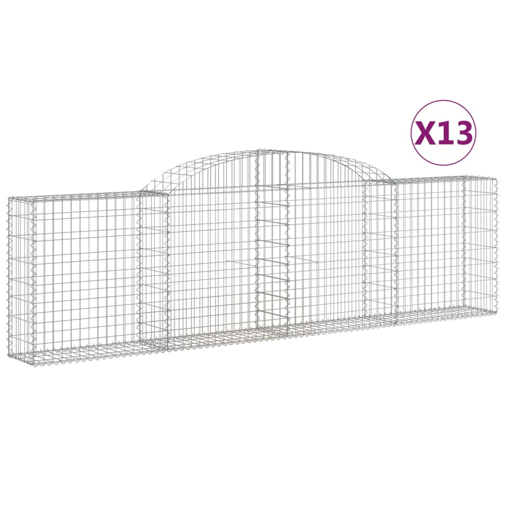 vidaXL Klenuté gabionové koše 13ks 300x30x80/100 cm pozinkované železo