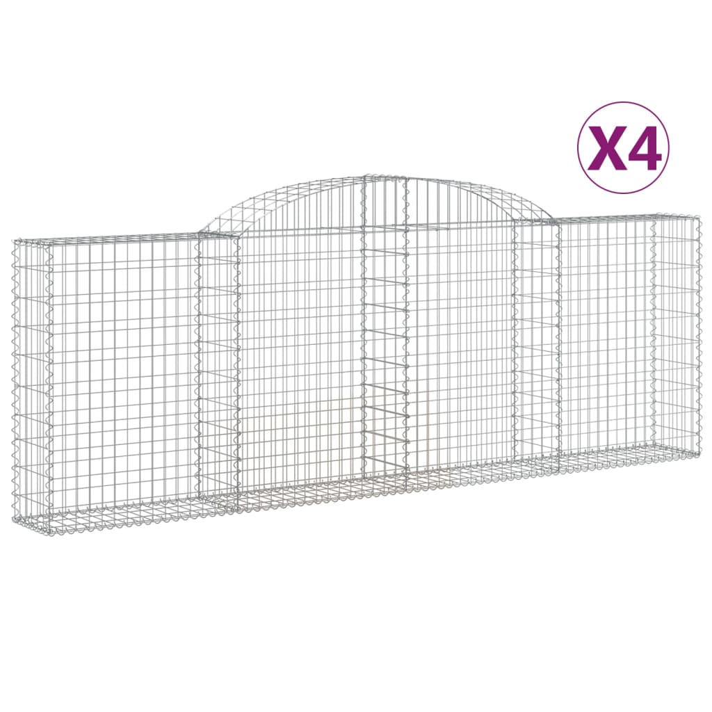 vidaXL Klenuté gabionové koše 4 ks 300x30x100/120cm pozinkované železo